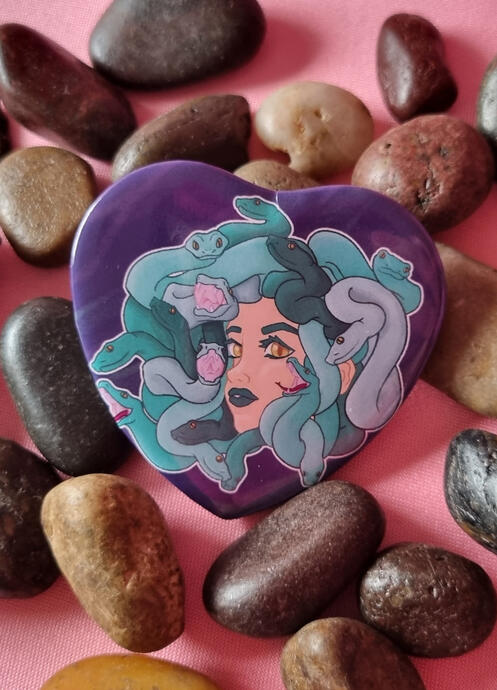 Heart Badges (Medusa Pictured)